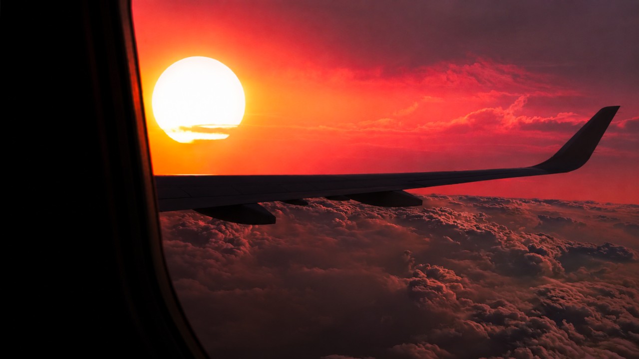 A Sunset from Airplane's window. Free Skies photos