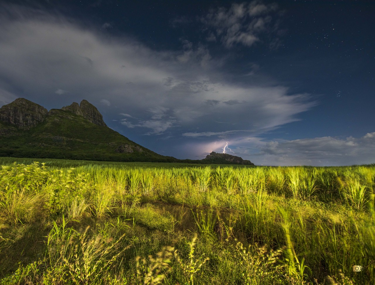 A dramatic nighttime thunderstorm. Free Landscapes photos