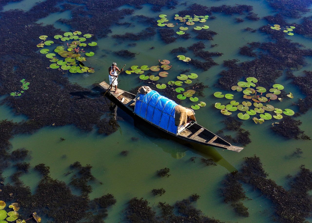 Fisher man with his boat. Free Landscapes photos